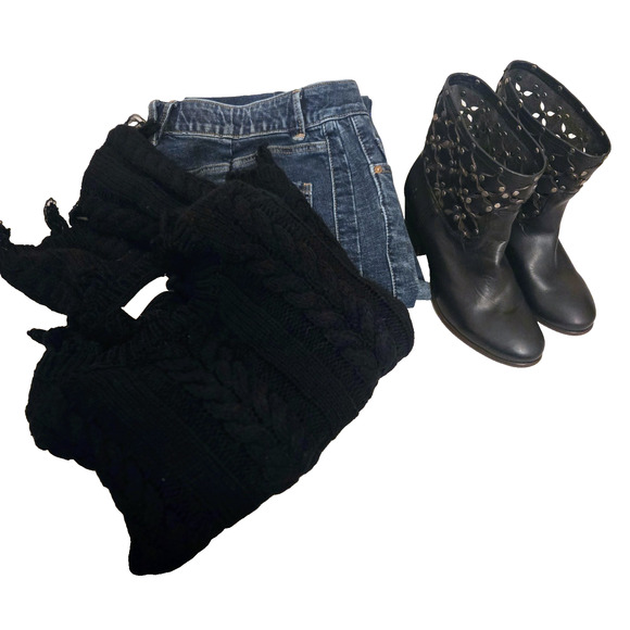 Altar’d State Cropped Black Boho Sweater M Oversized - Picture 15 of 16